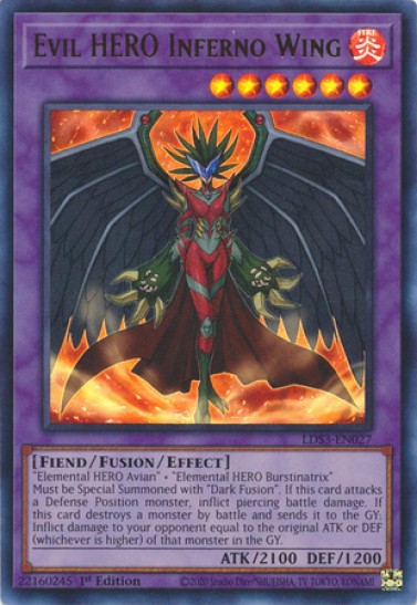 Evil HERO Inferno Wing (LDS3-EN027) - 1st Edition