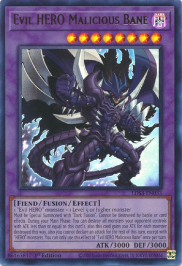 Evil HERO Malicious Bane (LDS3-EN033) - 1st Edition