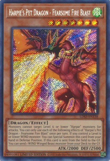 Harpie's Pet Dragon - Fearsome Fire Blast (LDS3-EN138) - 1st Edition