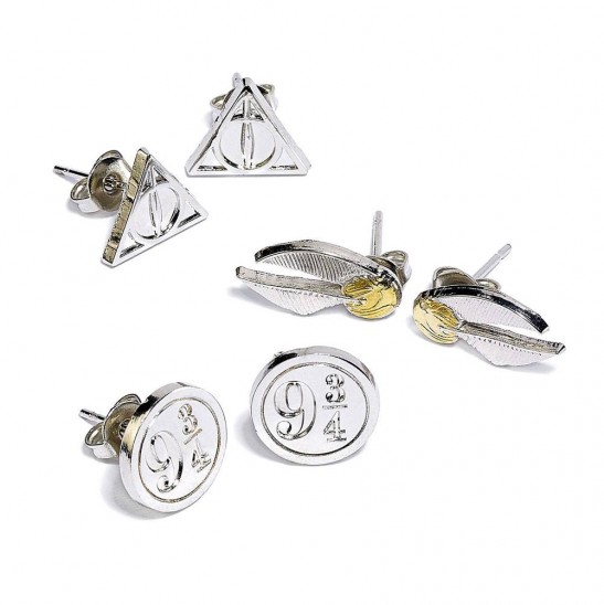 Σκουλαρίκια Snitch / Deathly Hallows / Platform 9 3/4 (Silver Plated)