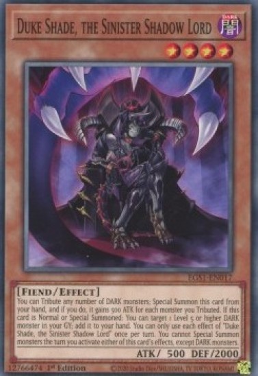 Duke Shade, the Sinister Shadow Lord (EGS1-EN017) - 1st Edition