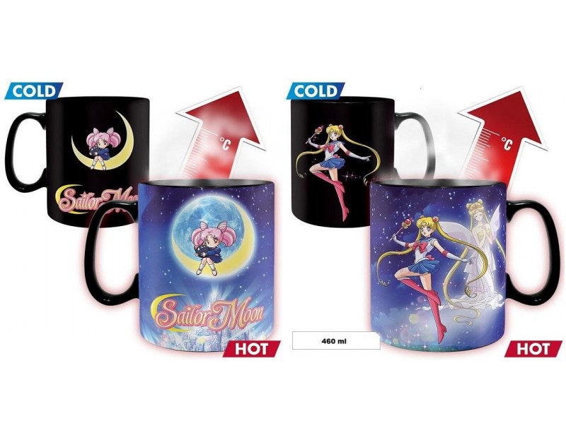 Κούπα Sailor Moon + Chibi Moon (Heat Change 460ml)