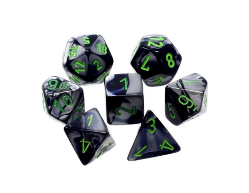 Σετ Μίνι Ζαριών Black Grey/Green (Chessex Gemini)