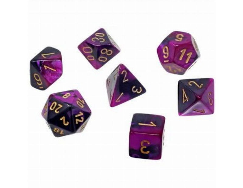 Σετ Μίνι Ζαριών Black Purple/Gold (Chessex Gemini)