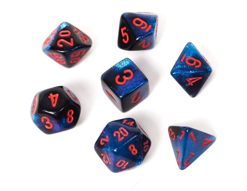 Σετ Μίνι Ζαριών Black Starlight/Red (Chessex Gemini)