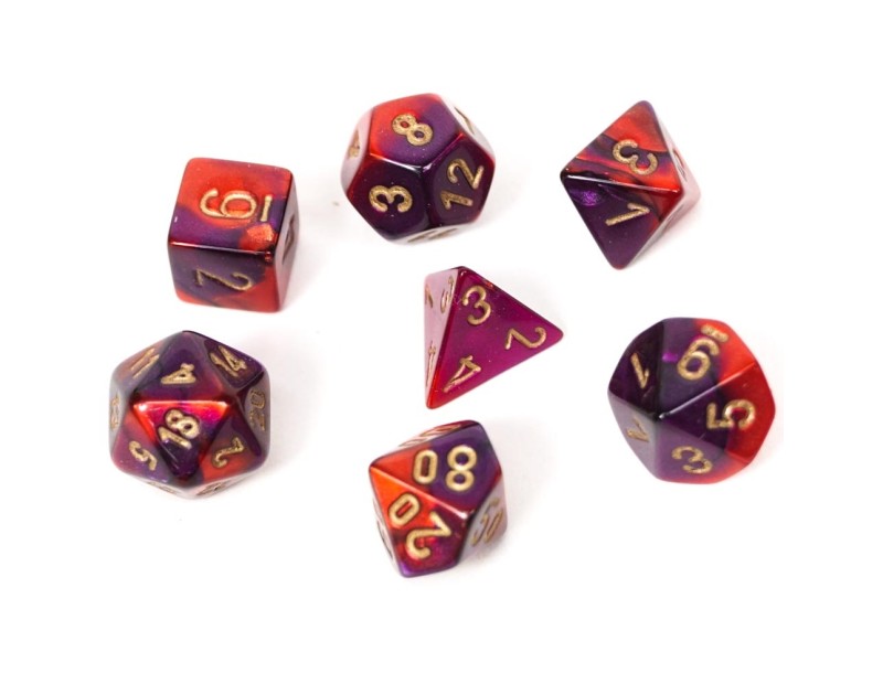 Σετ Μίνι Ζαριών Purple Red/Gold (Chessex Gemini)