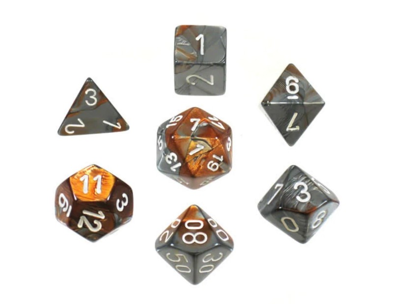 Σετ Ζαριών Copper-Steel w/White (Chessex Gemini)