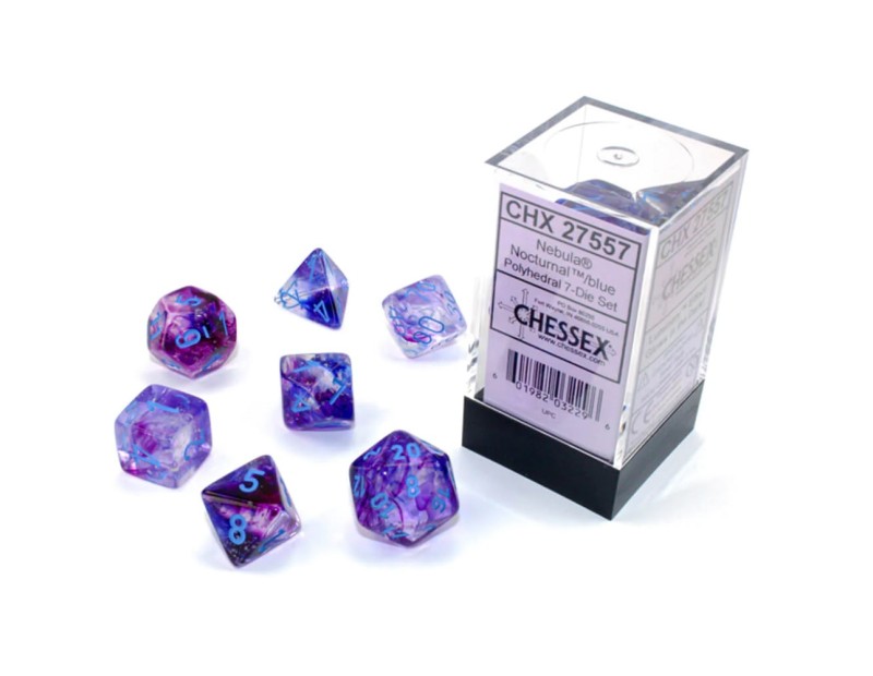 Σετ Ζαριών Nocturnal/Blue Luminary (Chessex Nebula)