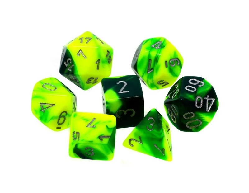 Σετ Ζαριών Green-Yellow w/Silver (Chessex Gemini)