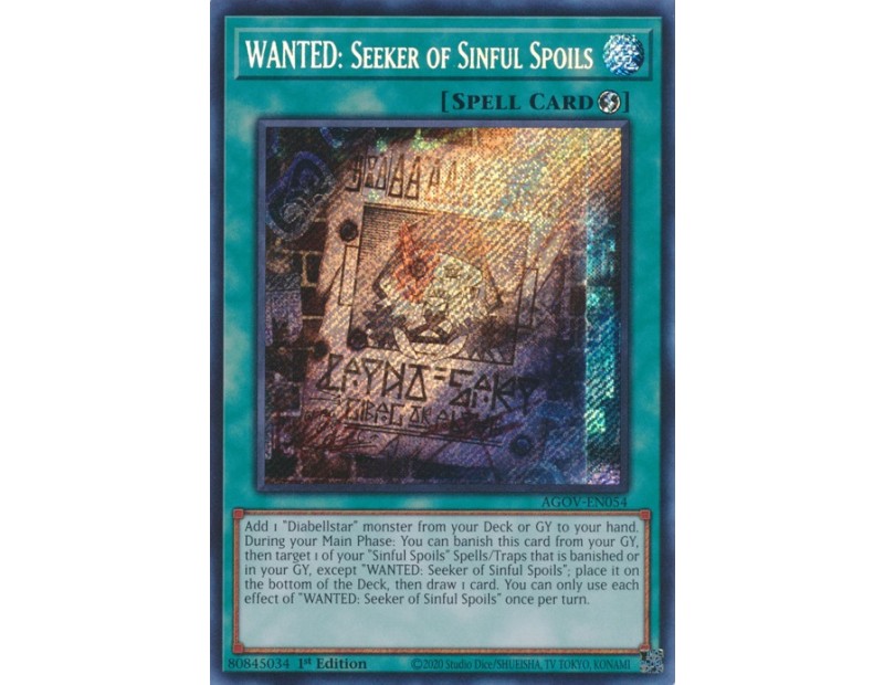 WANTED: Seeker of Sinful Spoils (AGOV-EN054) - 1st Edition