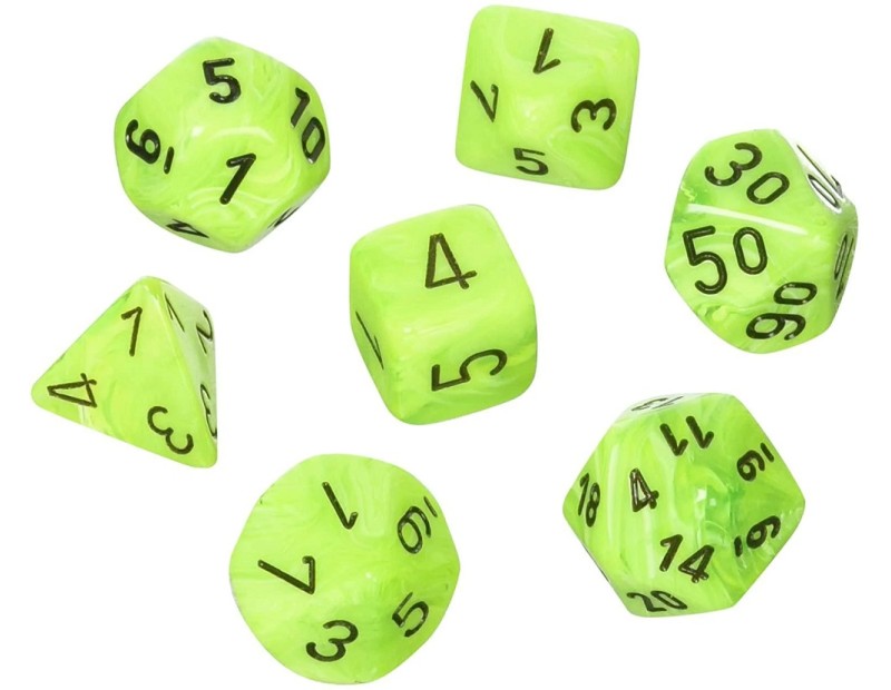 Σετ Μίνι Ζαριών Bright Green/Black (Chessex Vortex)