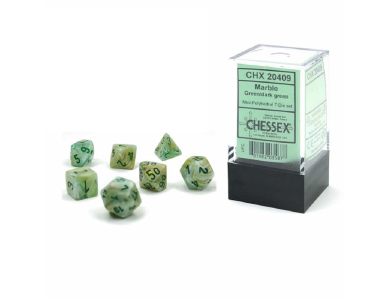 Σετ Μίνι Ζαριών Green/Dark Green (Chessex Marble)