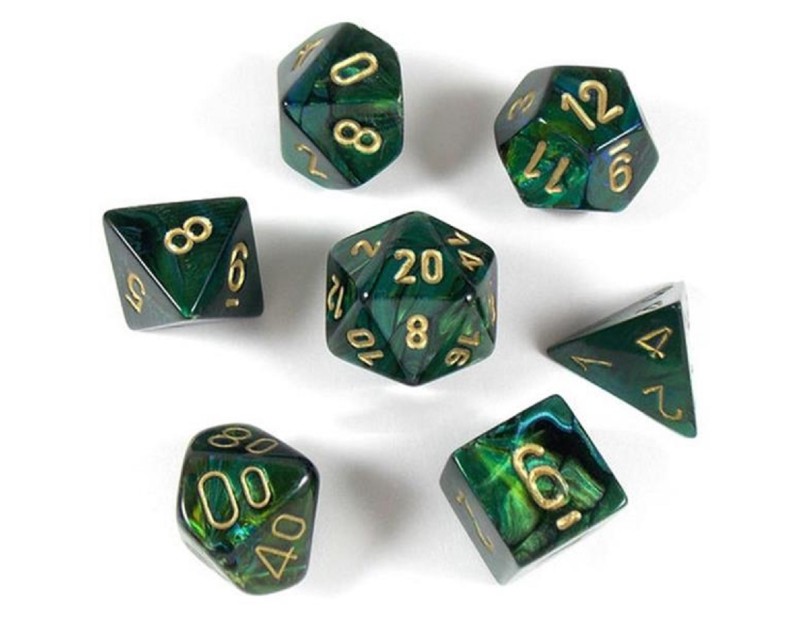 Σετ Μίνι Ζαριών Jade/Gold (Chessex Scarab)