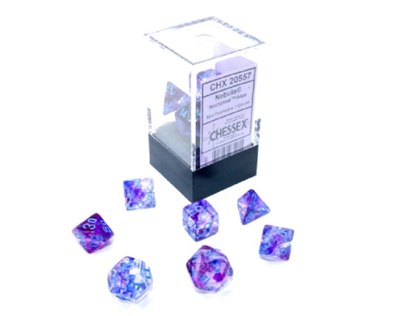 Σετ Μίνι Ζαριών Nocturnal/Blue Luminary (Chessex Nebula)