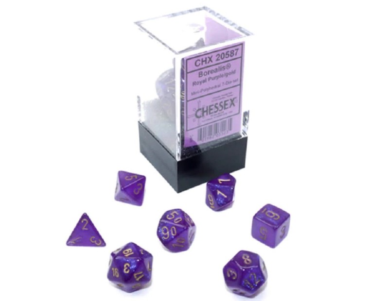 Σετ Μίνι Ζαριών Royal Purple/Gold Luminary (Chessex Borealis)