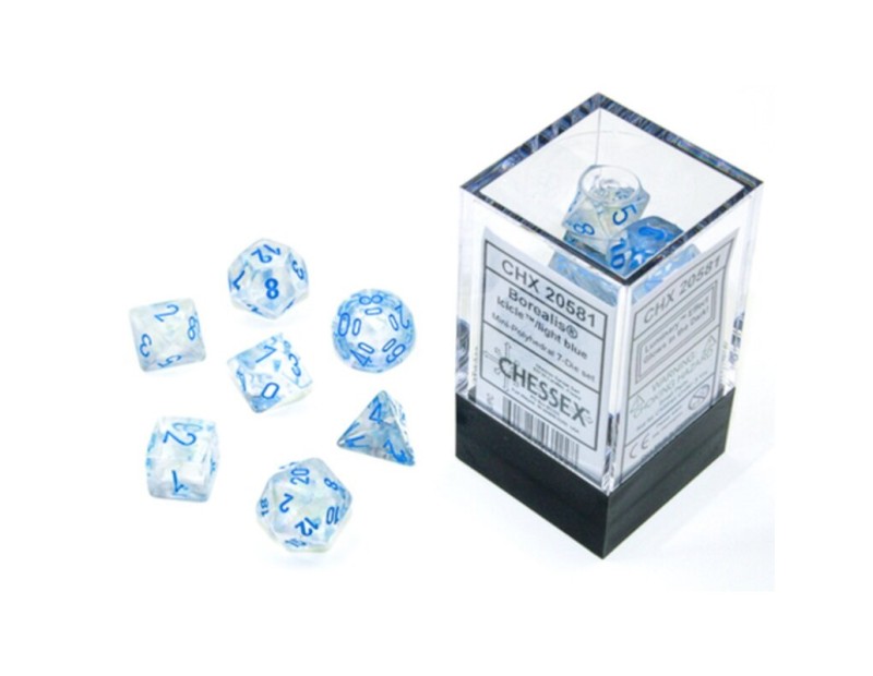 Σετ Μίνι Ζαριών Icicle/Light Blue Luminary (Chessex Borealis)